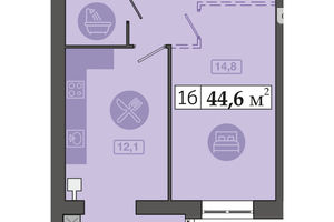 Продается 1-комнатная квартира 44.6 кв. м в Днепре